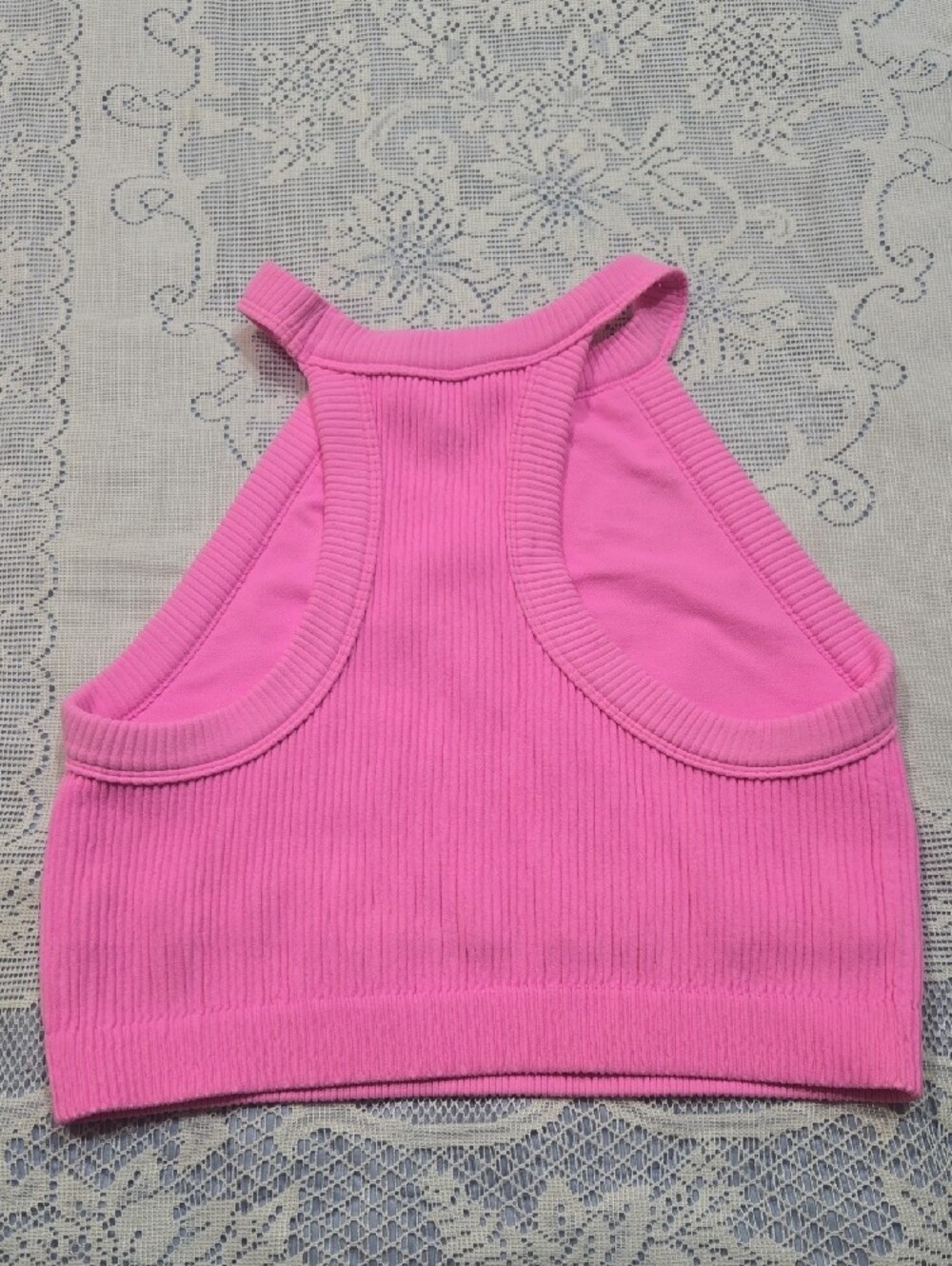 Aerie Hot Pink Ribbed Halter Tank Top Sz XL - Picture 2 of 4